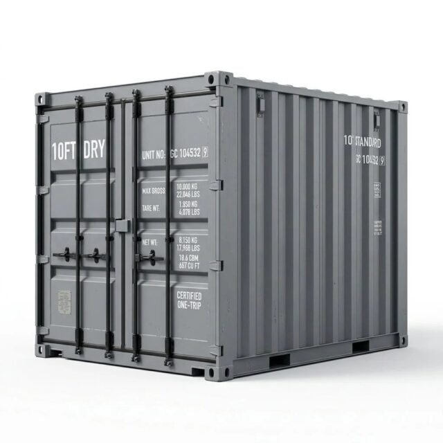 10ft Standard Shipping Container – One-Trip – Gray