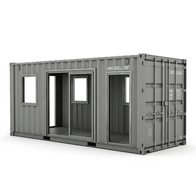 20ft Container Home Shell – Modified Shell – Gray